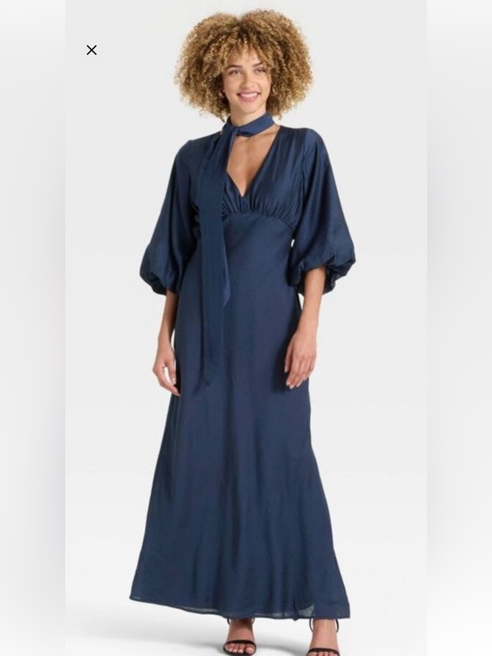 a new day Navy Maxi Dress with Tie Neck